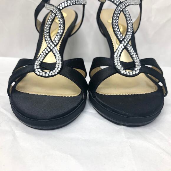 Nina Stiletto Evening Heeled Sandal Gem Studded Snaking Straps Black 7 - Picture 5 of 9